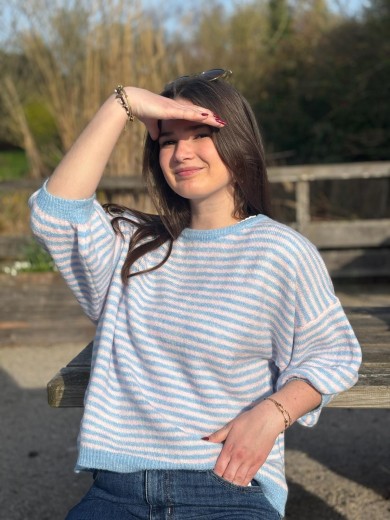 Pull rayé manches courtes