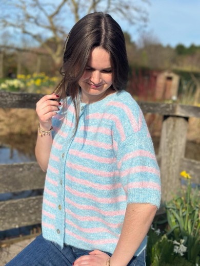 Gilet manches courtes rayé