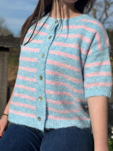 Gilet manches courtes rayé