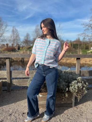 Gilet manches courtes rayé