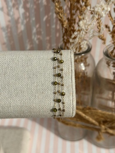 Bracelet 3 rangs kaki