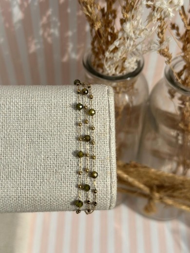 Bracelet 3 rangs kaki