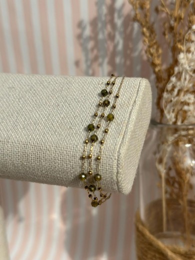 Bracelet 3 rangs kaki