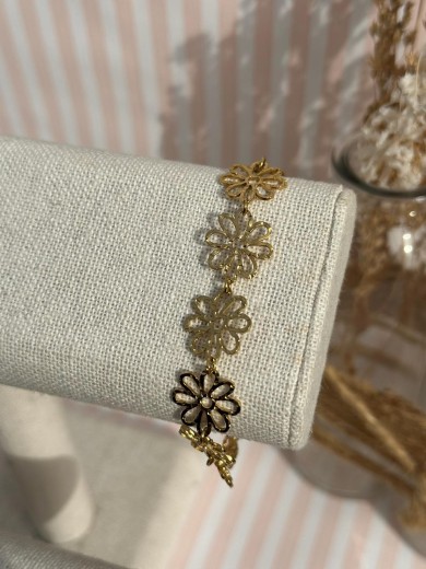 Bracelet doré fleur