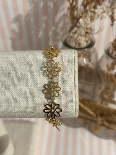 Bracelet doré fleur