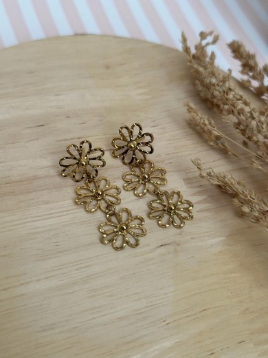 Boucles d'oreilles longues fleuries