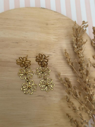 Boucles d'oreilles longues fleuries