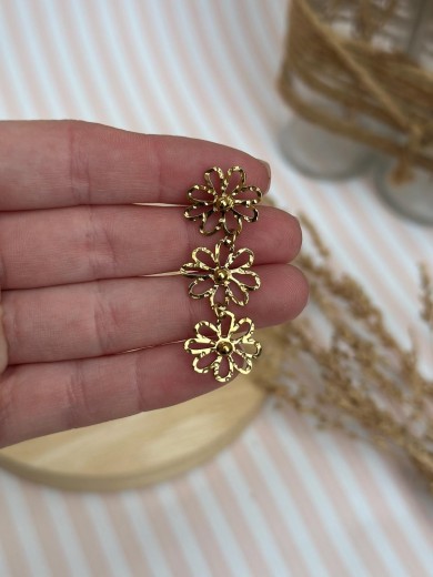 Boucles d'oreilles longues fleuries