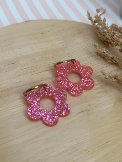 Boucles d'oreilles fleur rose