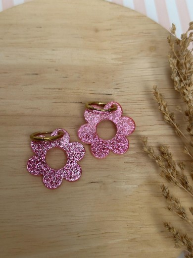 Boucles d'oreilles fleur rose