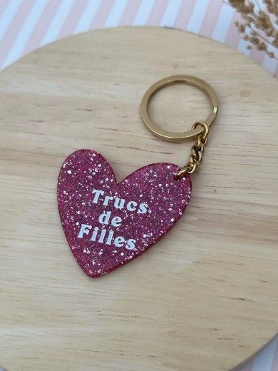 Porte-clés cœur pailleté