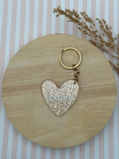 Porte-clé cœur pailleté