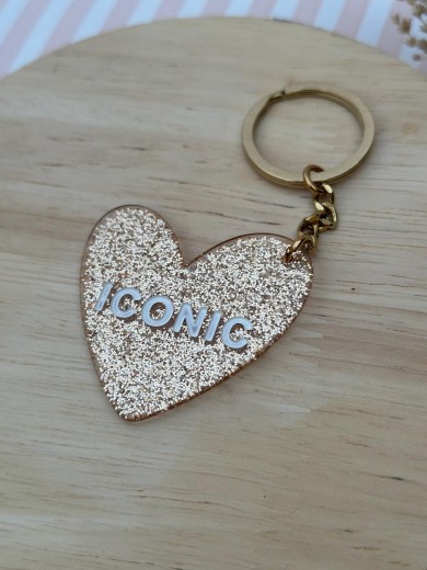 Porte-clé cœur pailleté