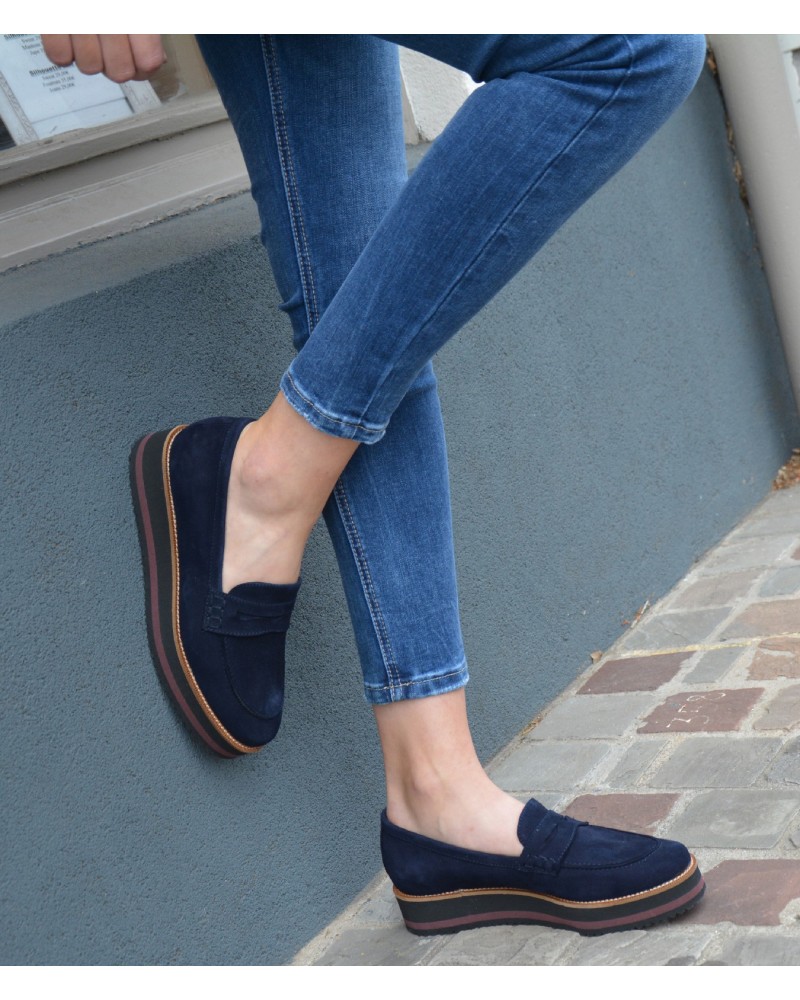 derbies femme bleu
