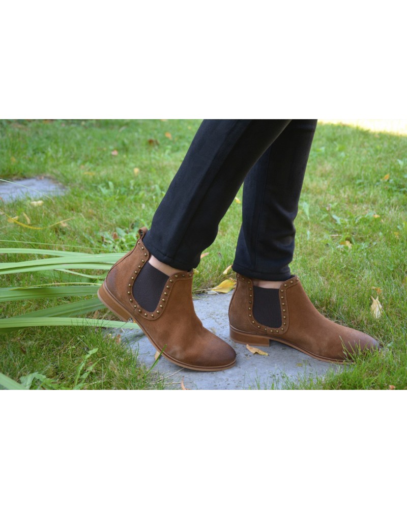 low boots cognac femme