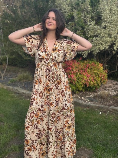 Robe longue manches courtes