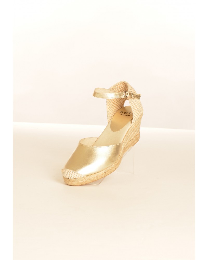 chaussure doré compensé