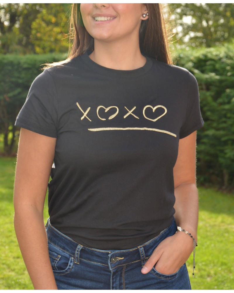 t shirt noir et doré