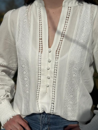 Chemisier blanc col v